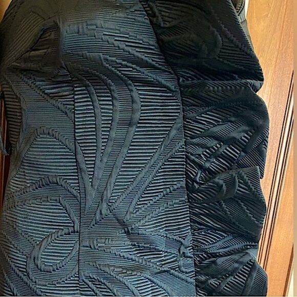 MILLY Dress Black Ruffle Jacquard Textured Bow Belt Size 0 - Picture 6 of 12